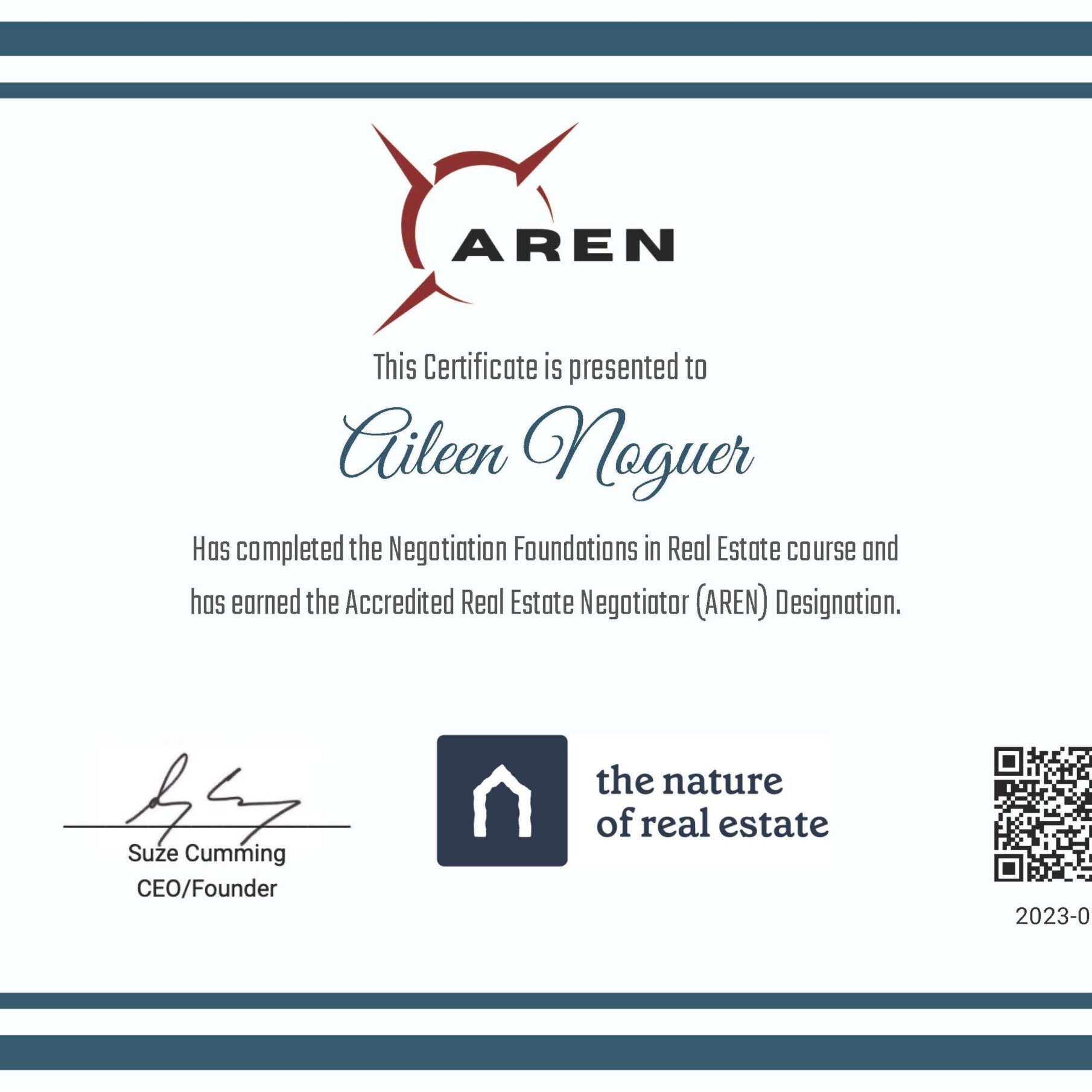 Aileen Noguer aren certification