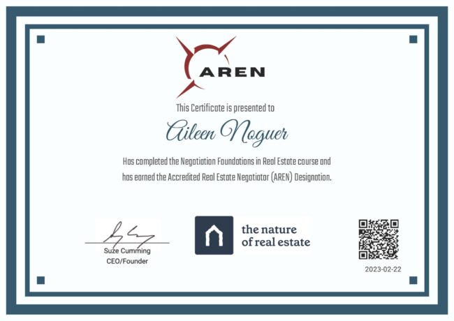 Aileen Noguer aren certification